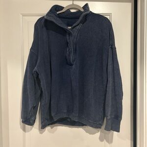 Aerie Women's Navy Zip-Up Sweater